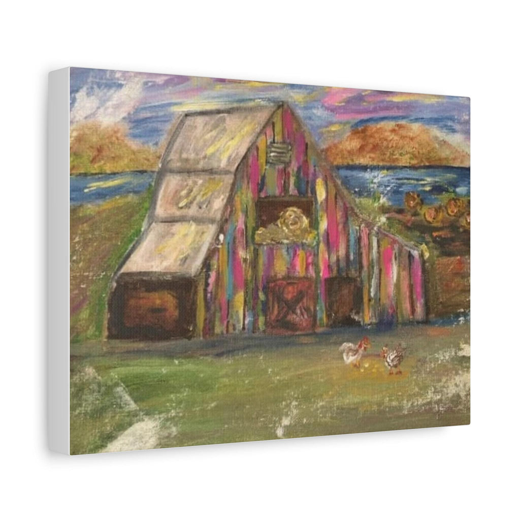 Colorful Barn Landscape Matte Canvas