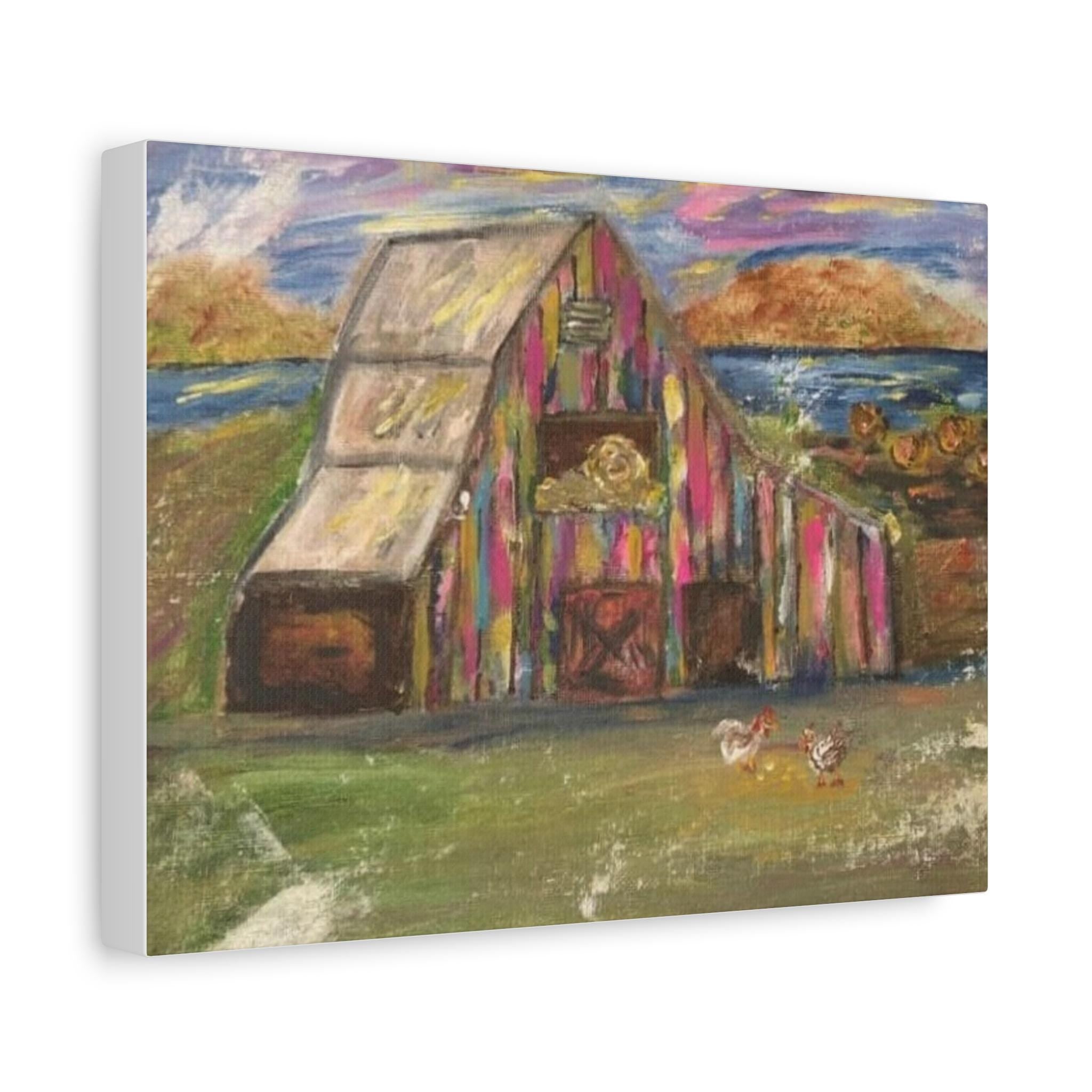 Colorful Barn Landscape Matte Canvas