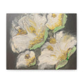 White Floral Oil Texture Matte Canvas