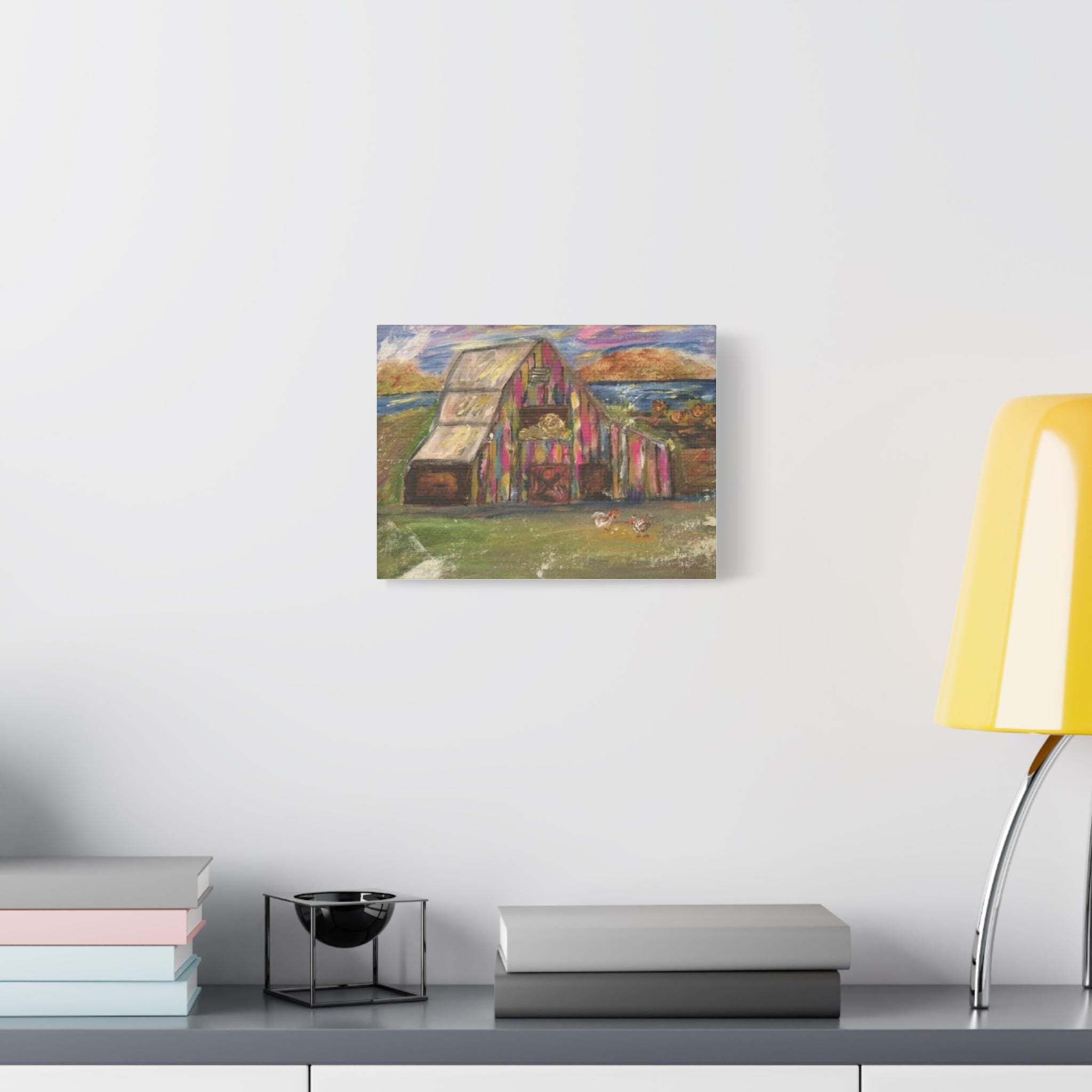 Colorful Barn Landscape Matte Canvas