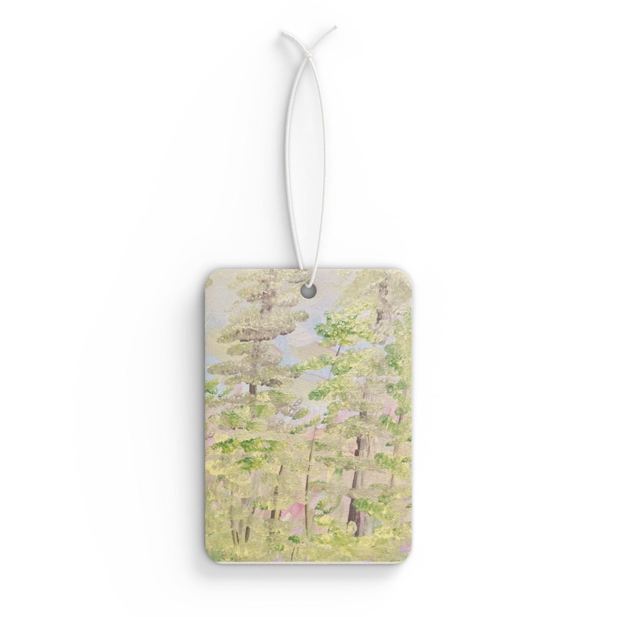 Woodland Watercolor Trees Air Freshener | Forest Scenic Car Scent Tag