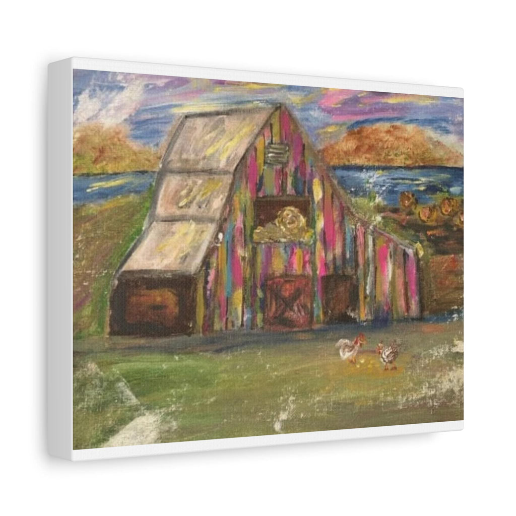 Colorful Barn Landscape Matte Canvas