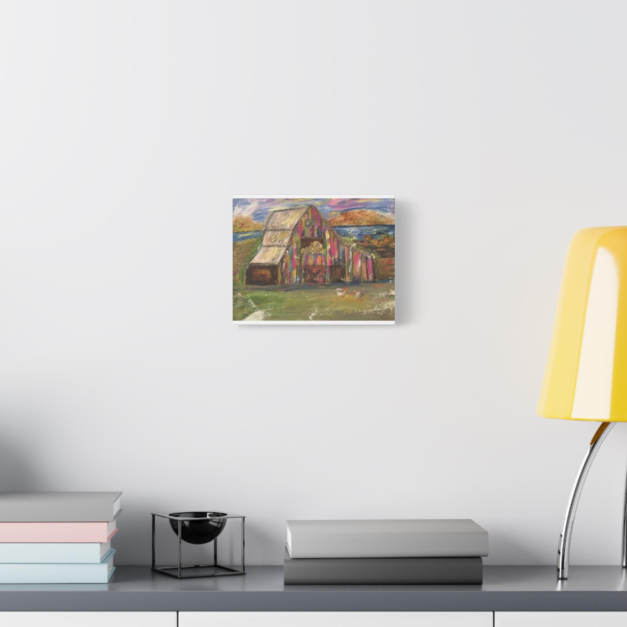 Colorful Barn Landscape Matte Canvas