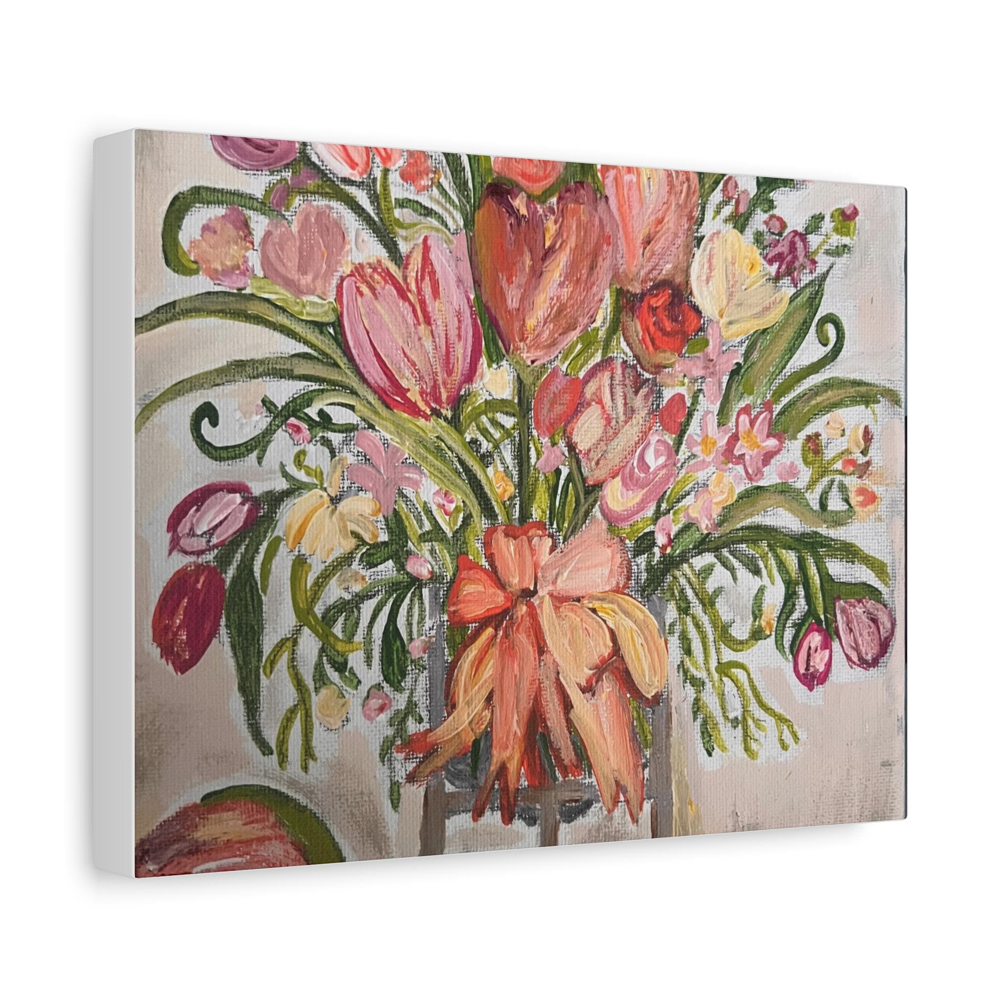 Pink Floral Bouquet Canvas | Stretched Matte Wall Art