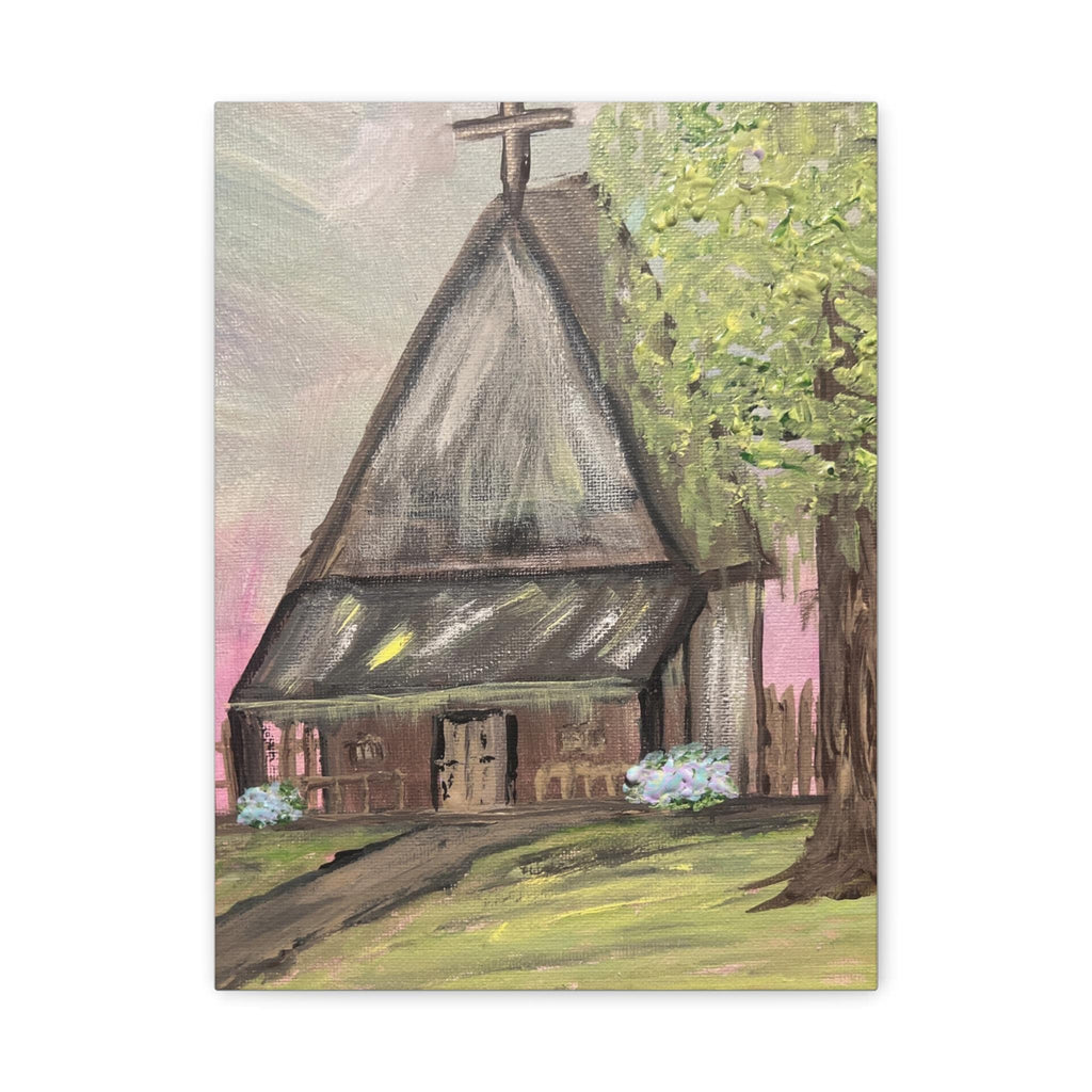 Rustic Church Painting Canvas | Religious Wall Art, Country Chapel Décor