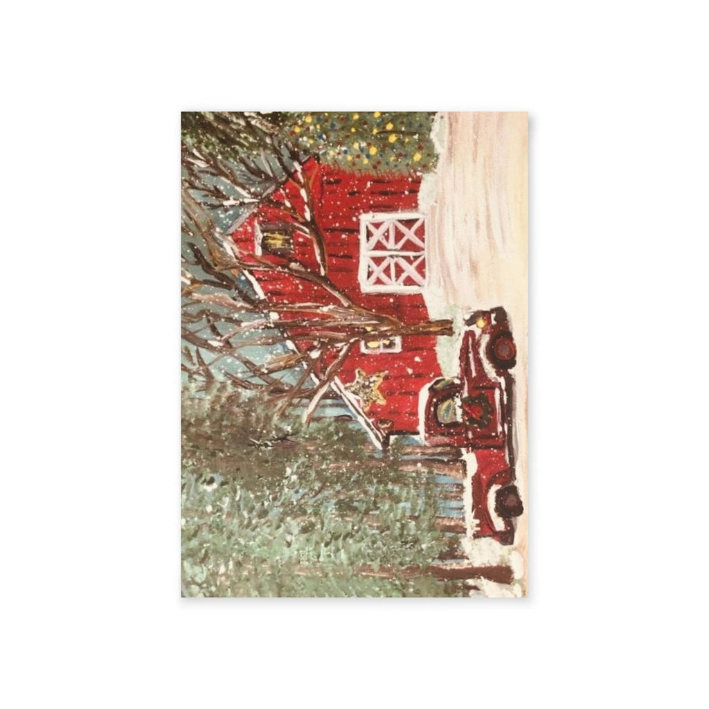 Red Barn Winter Scene Holiday Cards | Two-Sided Christmas Card