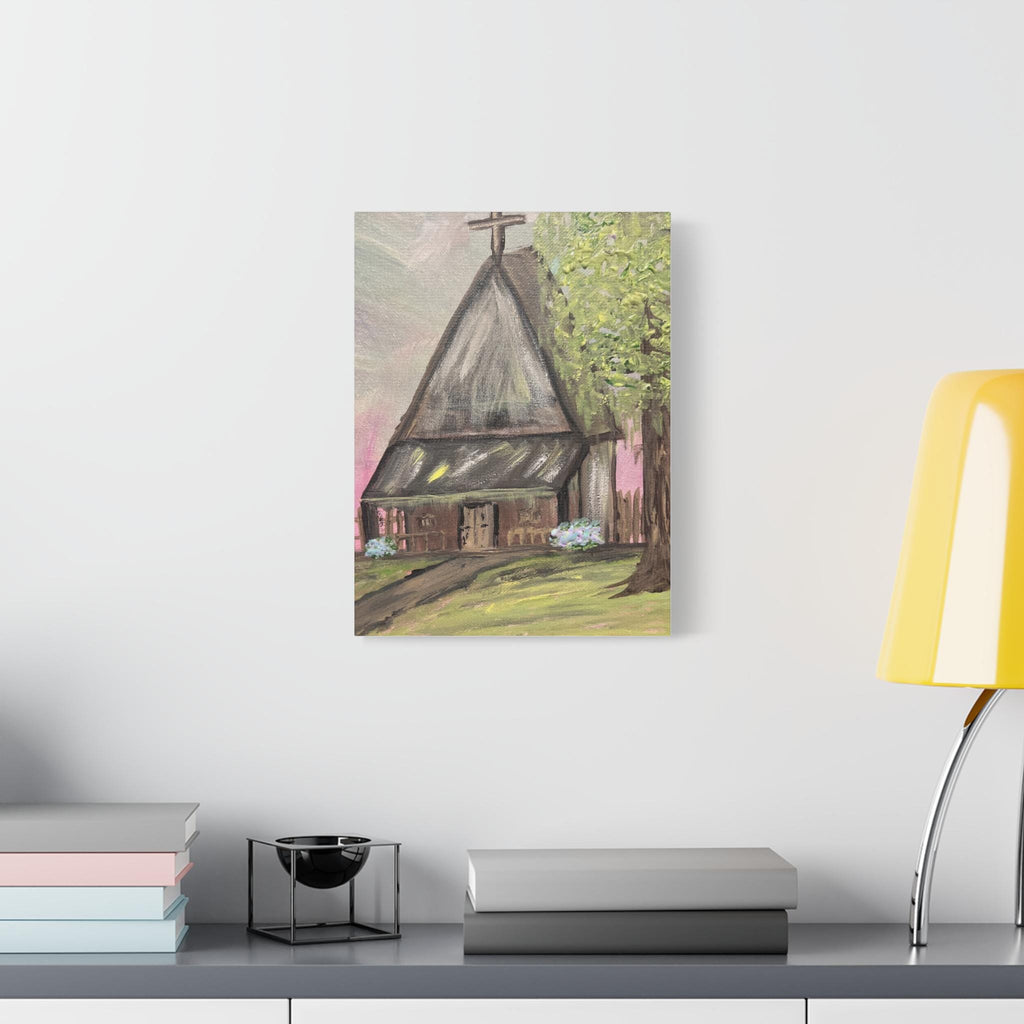 Rustic Church Painting Canvas | Religious Wall Art, Country Chapel Décor