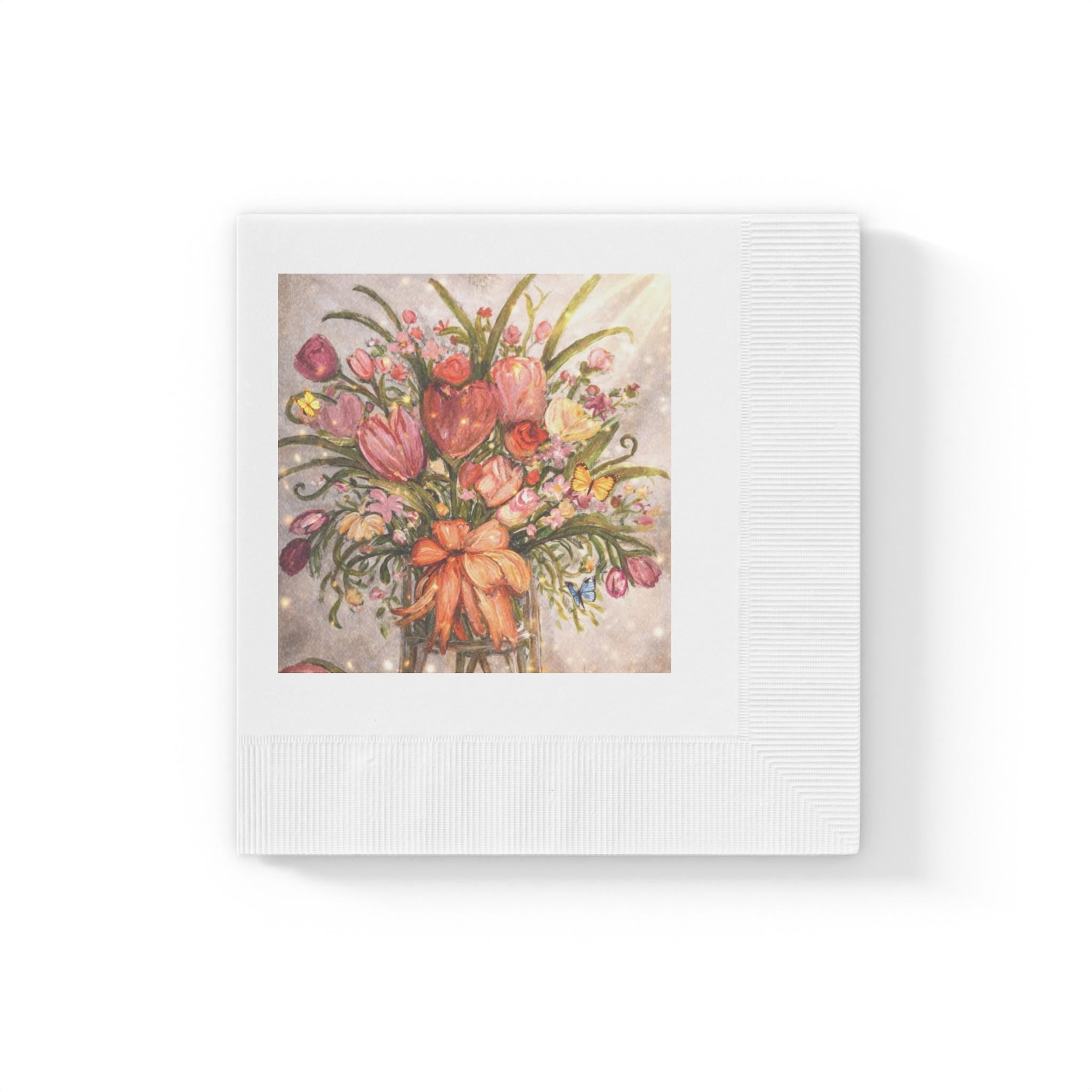 Vintage Floral Bouquet Napkins | Spring Tulip Party Luncheon