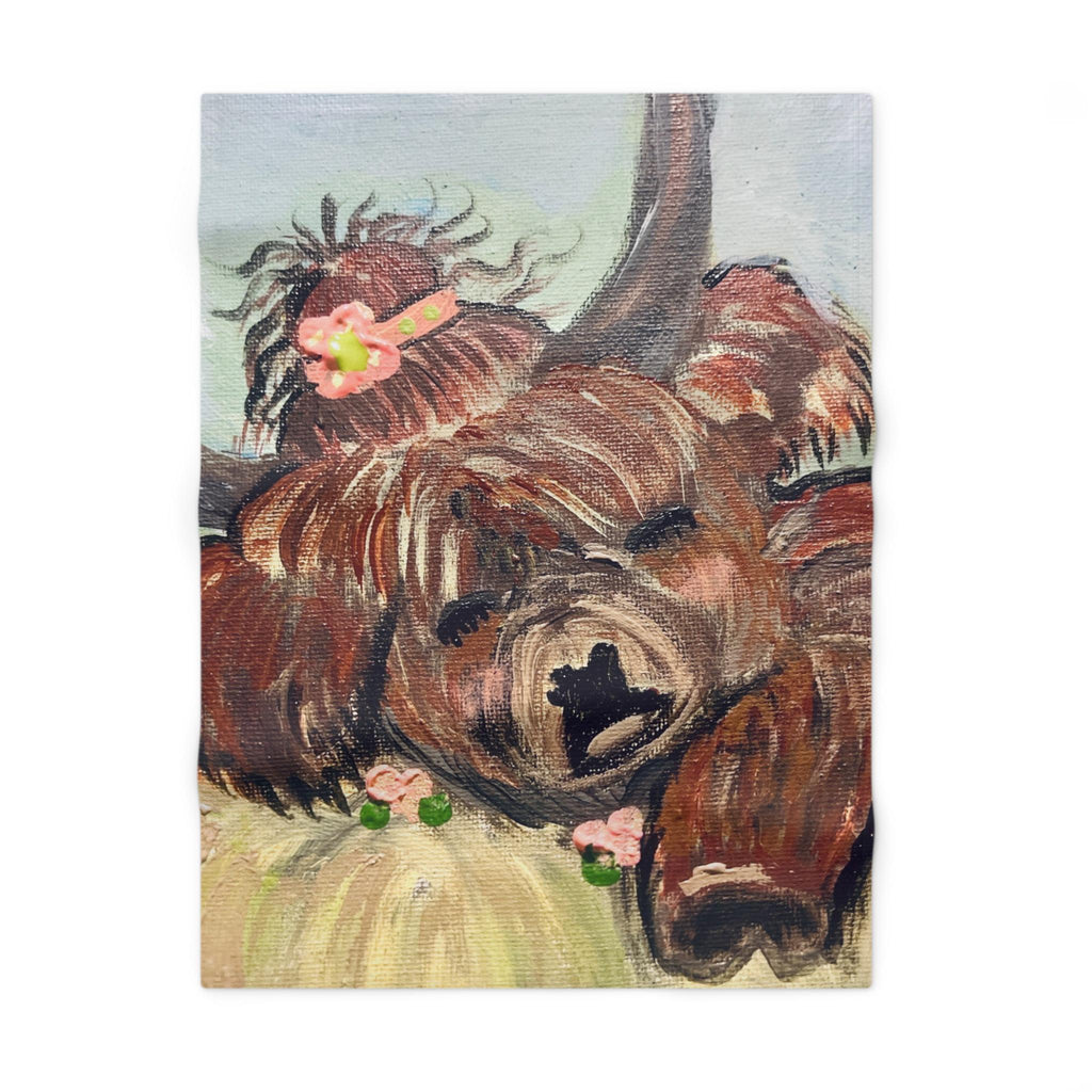 Highland Cow Portrait Baby Blanket | Floral Tassels, Nursery Decor