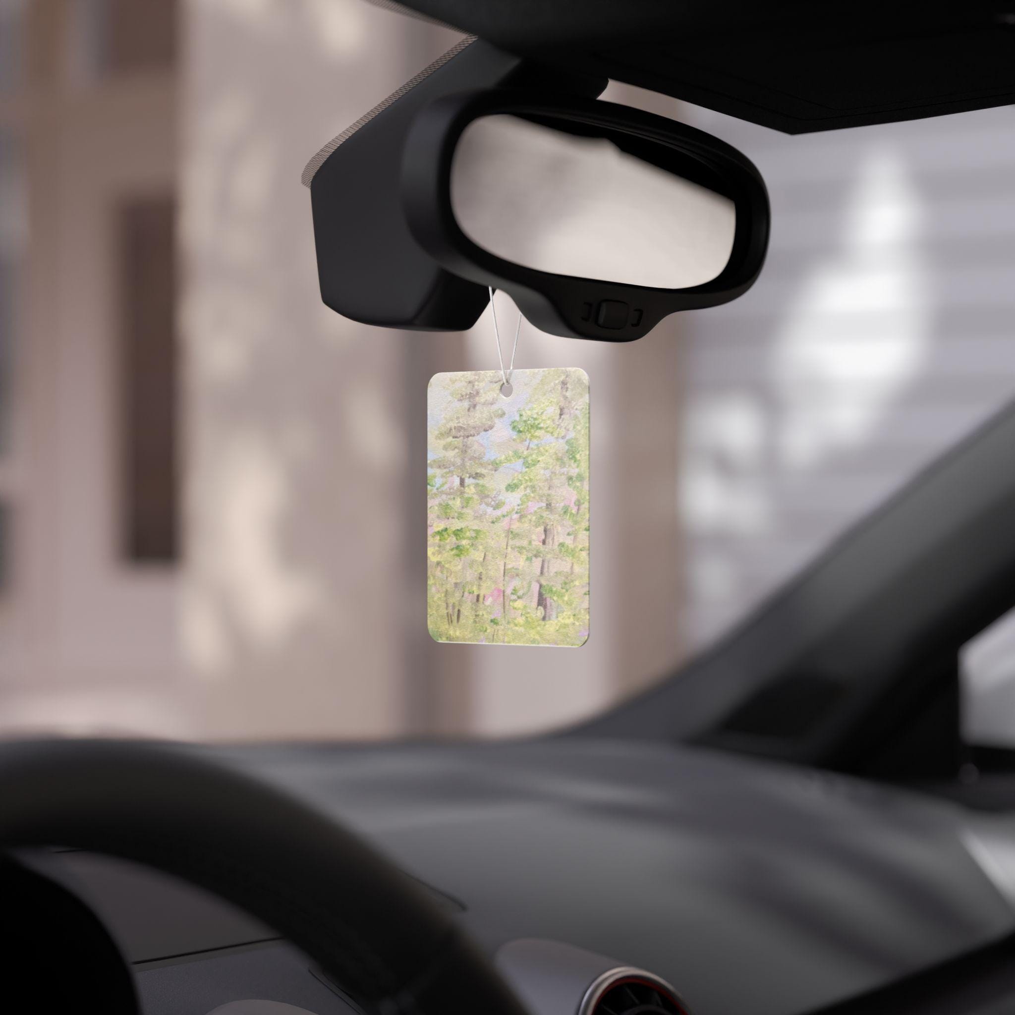Woodland Watercolor Trees Air Freshener | Forest Scenic Car Scent Tag