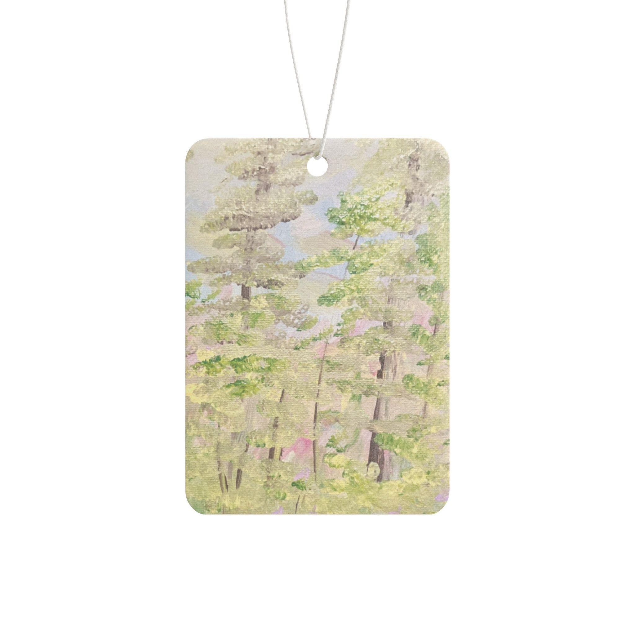 Woodland Watercolor Trees Air Freshener | Forest Scenic Car Scent Tag