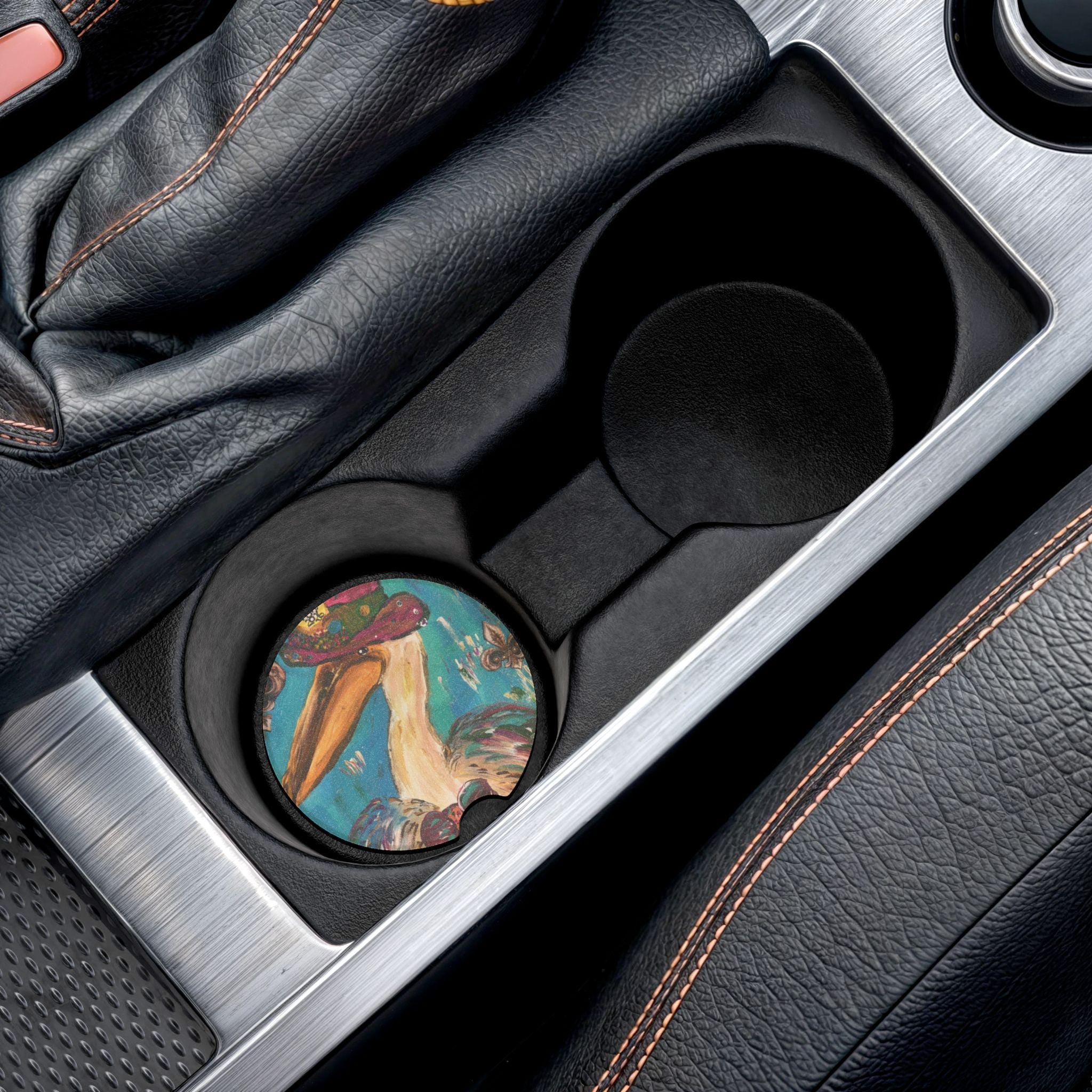 Pelican with Crown Car Coaster | Soapstone Round Drink Holder