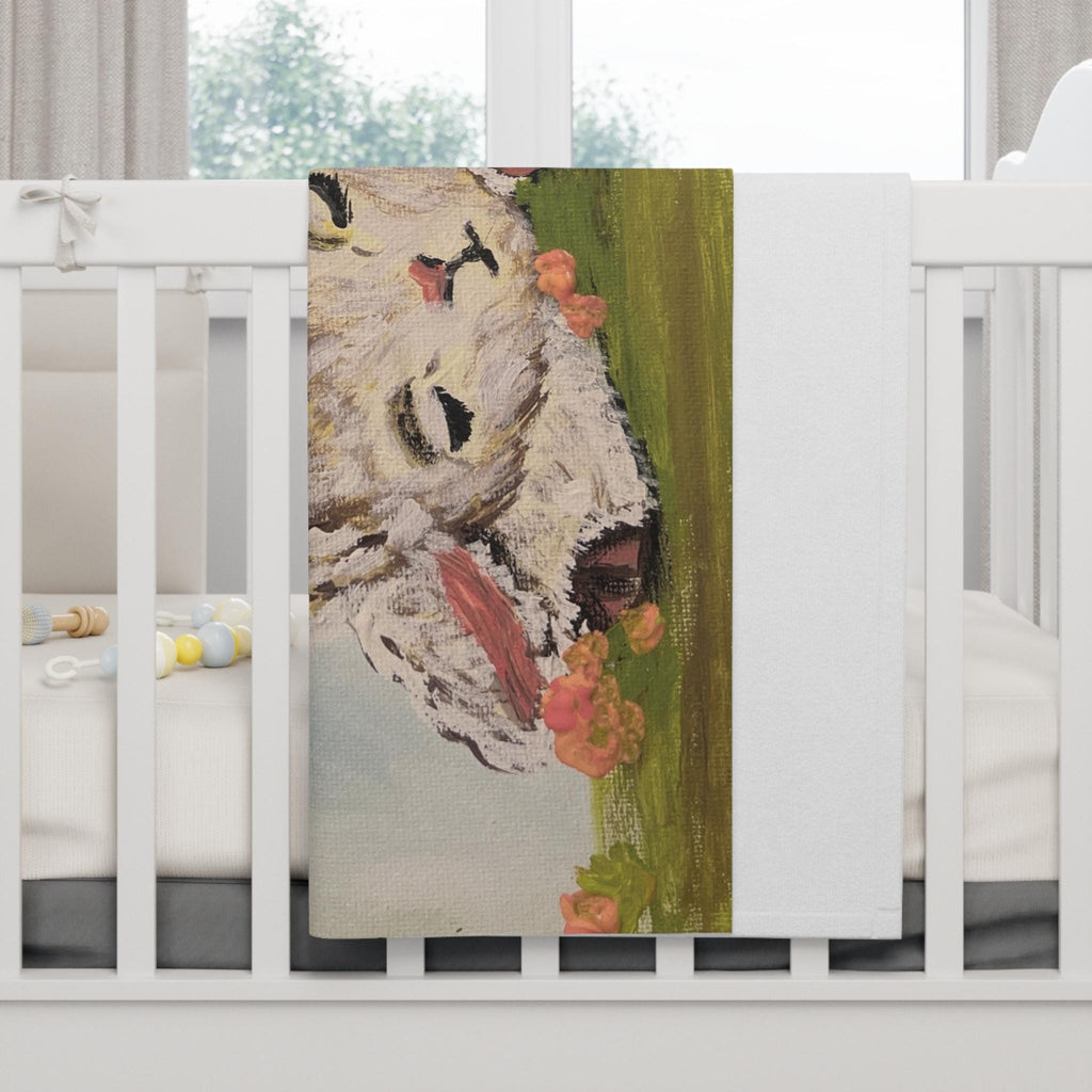 Sleeping Lamb Baby Blanket | Nursery Lamb Illustration, Soft Fleece