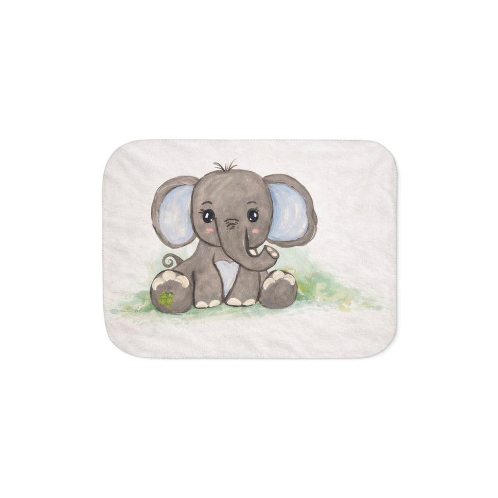Cute Baby Elephant Sherpa Blanket | Nursery Animal, Soft Cozy Throw