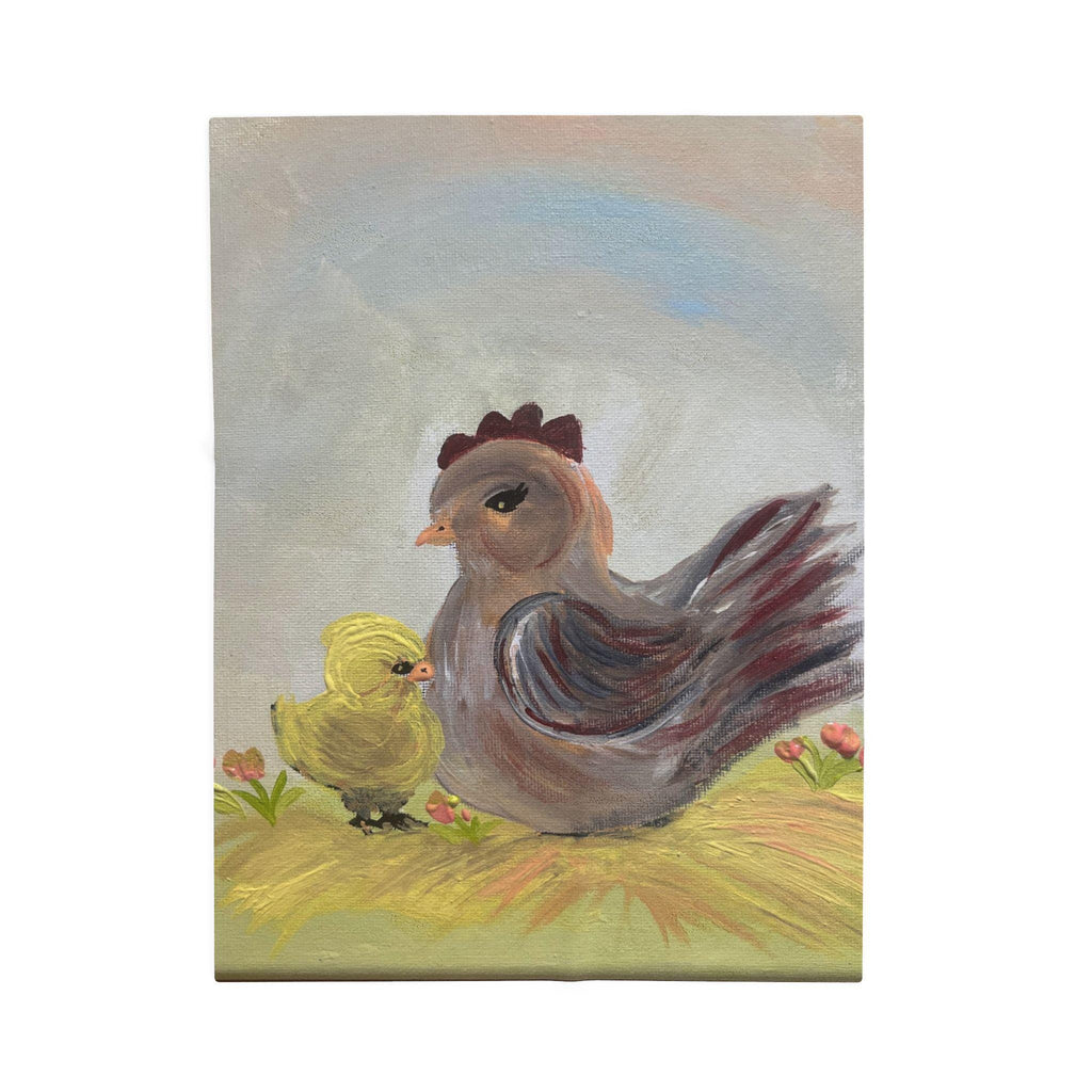 Mama Hen and Chick Velveteen Plush Blanket | Farm Animal Nursery Throw