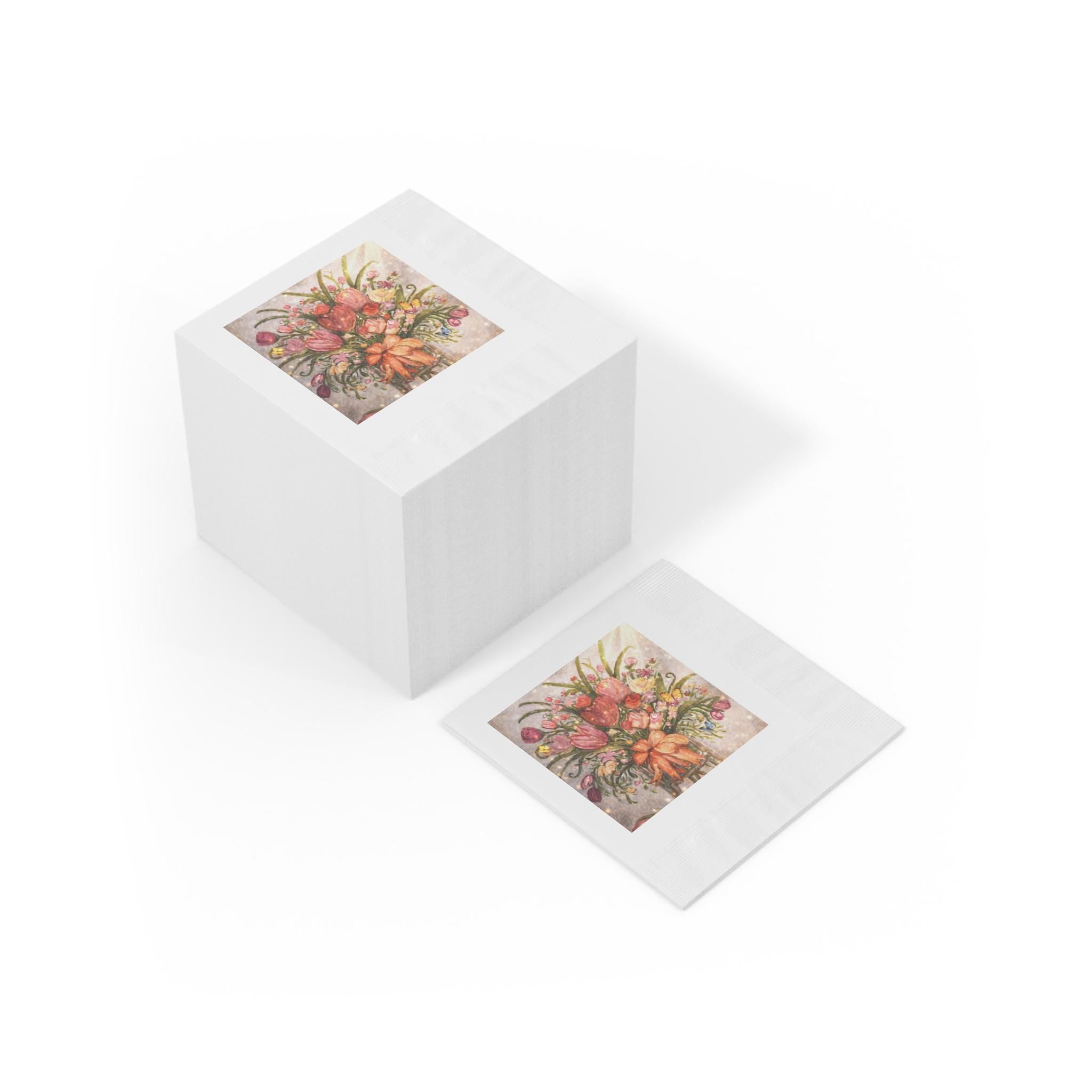 Vintage Floral Bouquet Napkins | Spring Tulip Party Luncheon