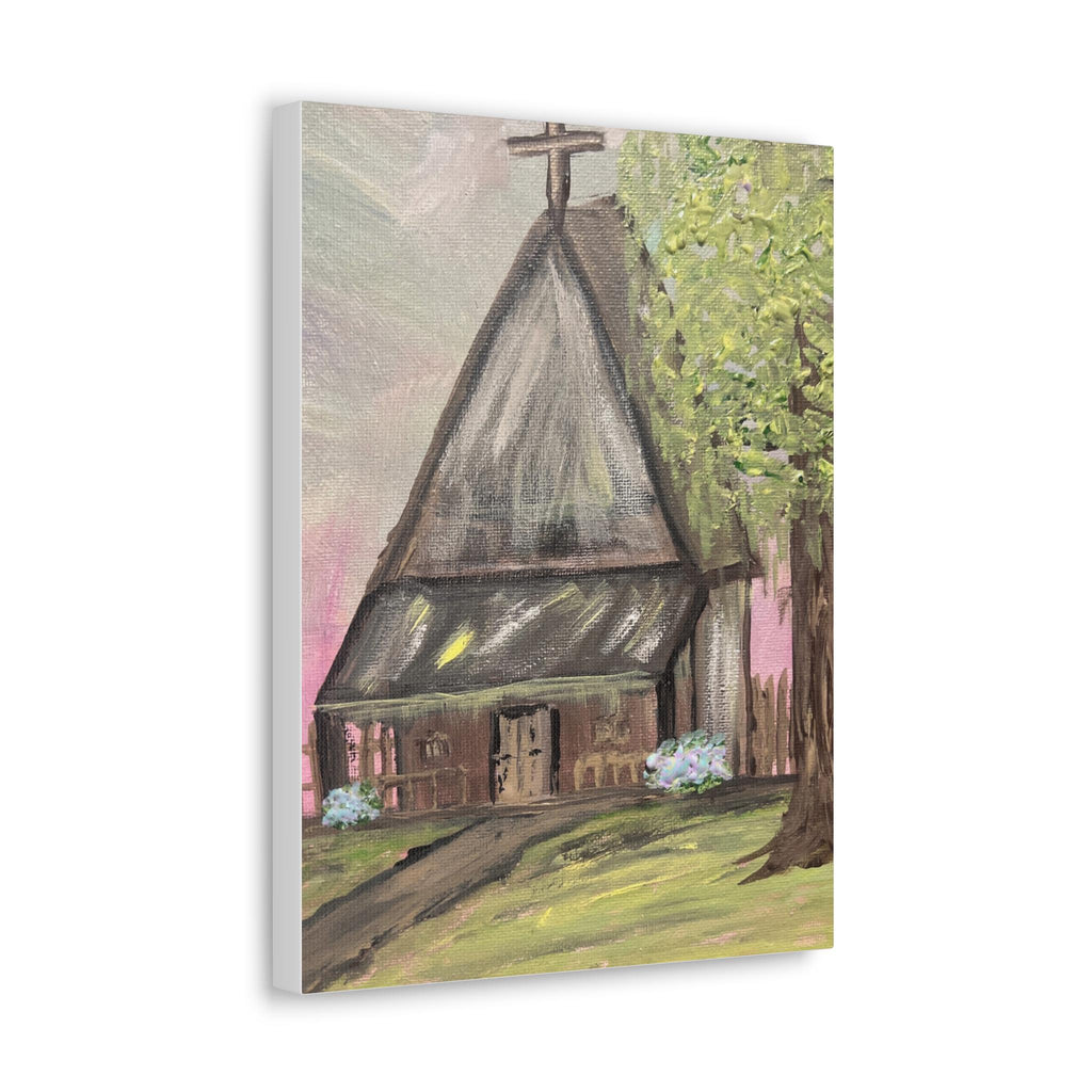 Rustic Church Painting Canvas | Religious Wall Art, Country Chapel Décor
