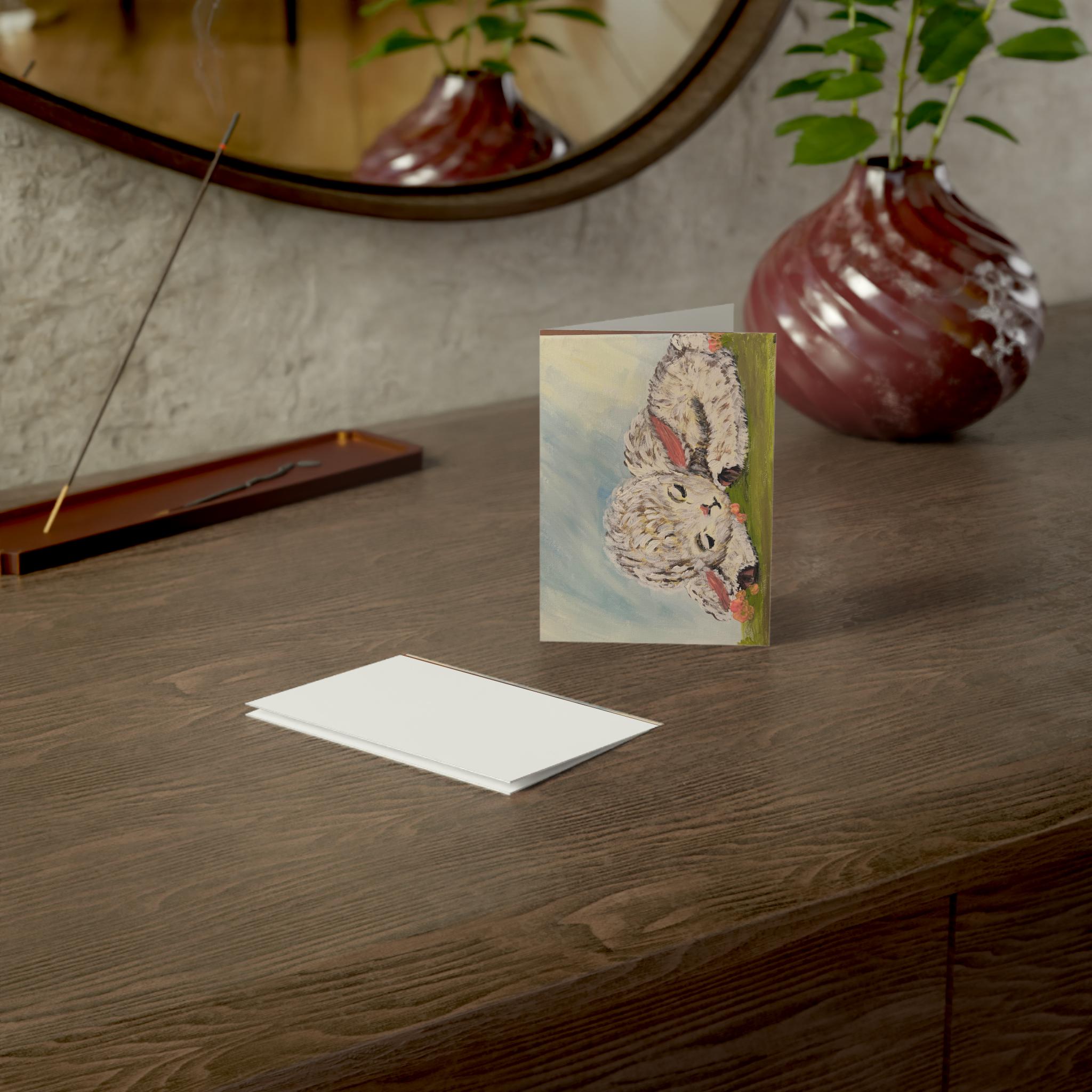 Sleeping Lamb Illustration Greeting Cards | Blank Inside, Pack of 1/10/30/50
