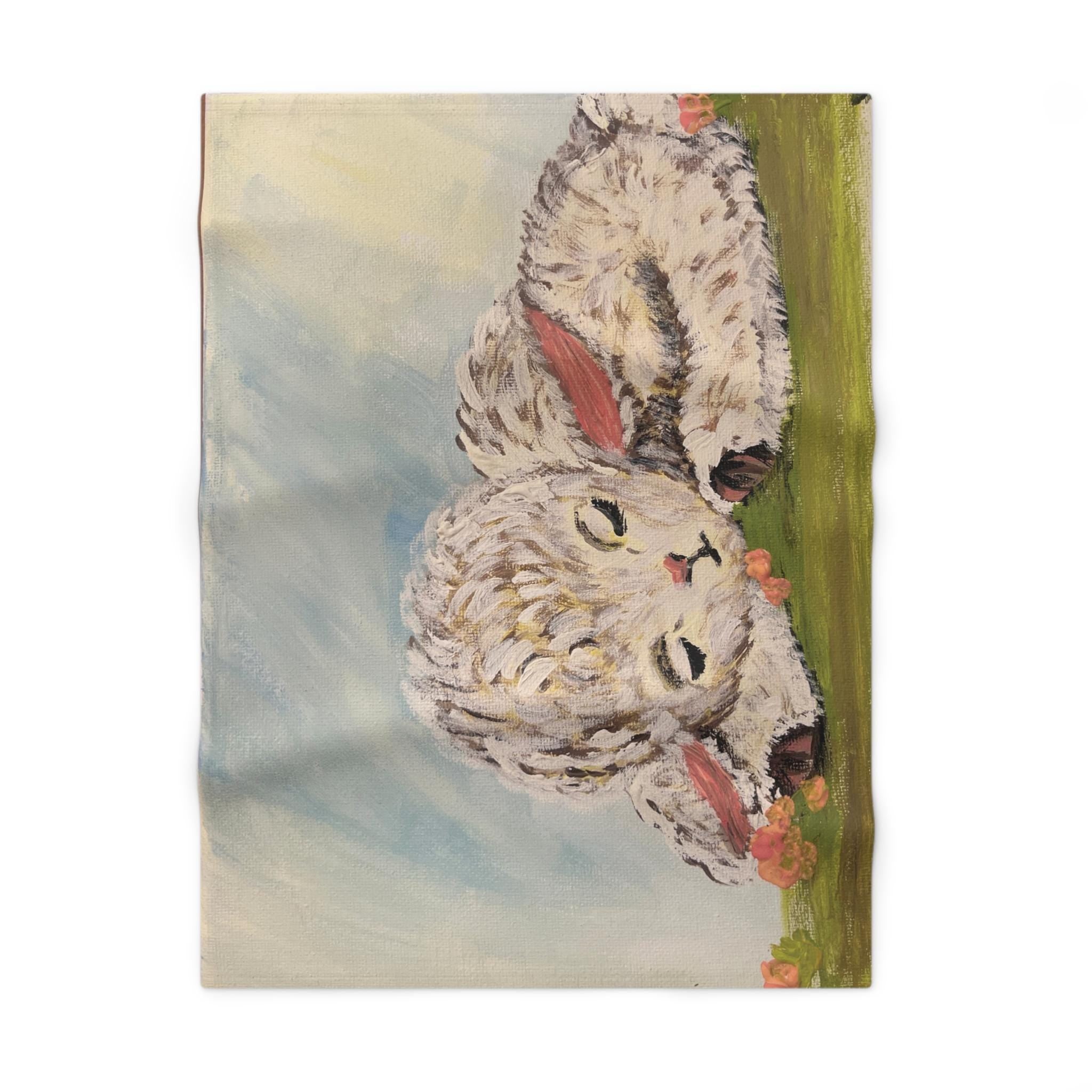 Sleeping Lamb Baby Blanket | Nursery Lamb Illustration, Soft Fleece
