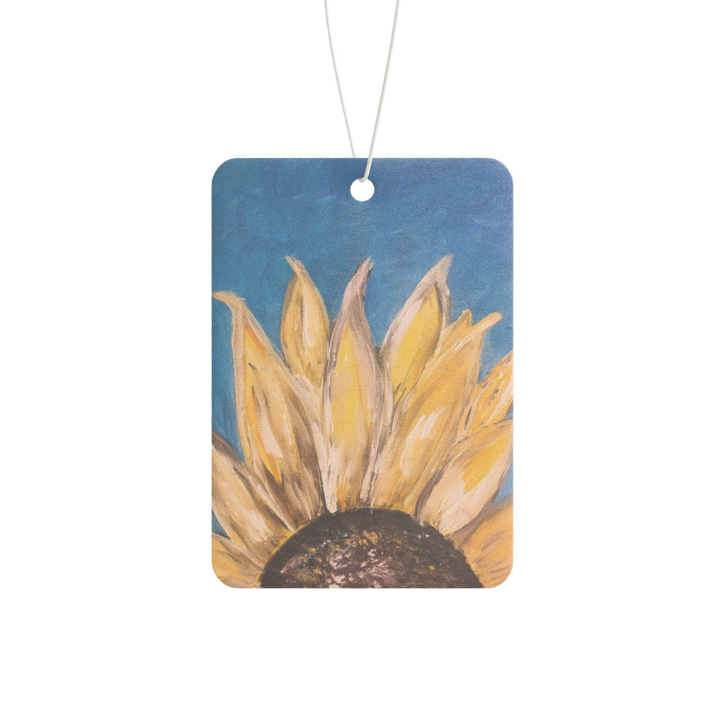 Sunflower Painting Car Air Freshener | Yellow Bloom, Blue Background