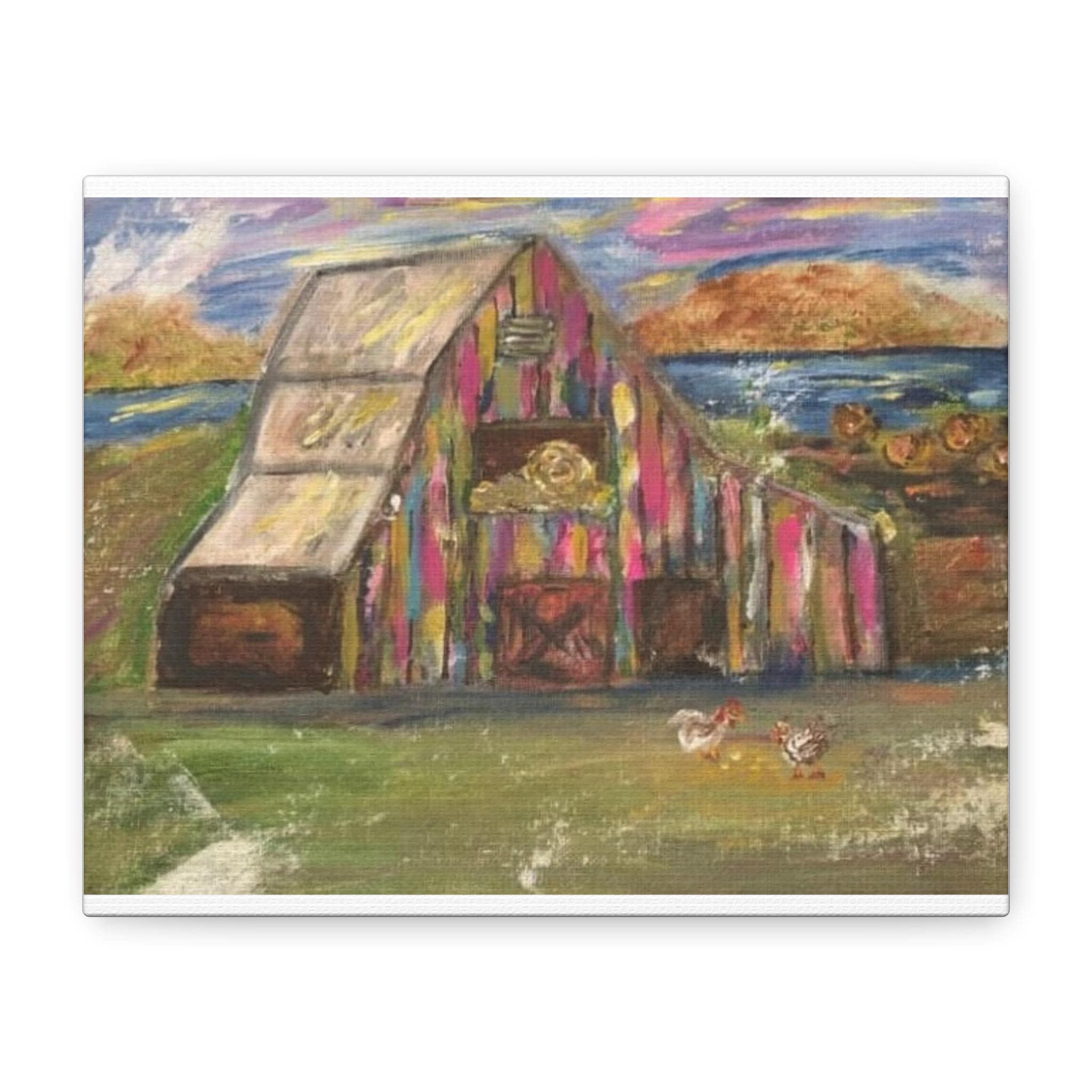 Colorful Barn Landscape Matte Canvas