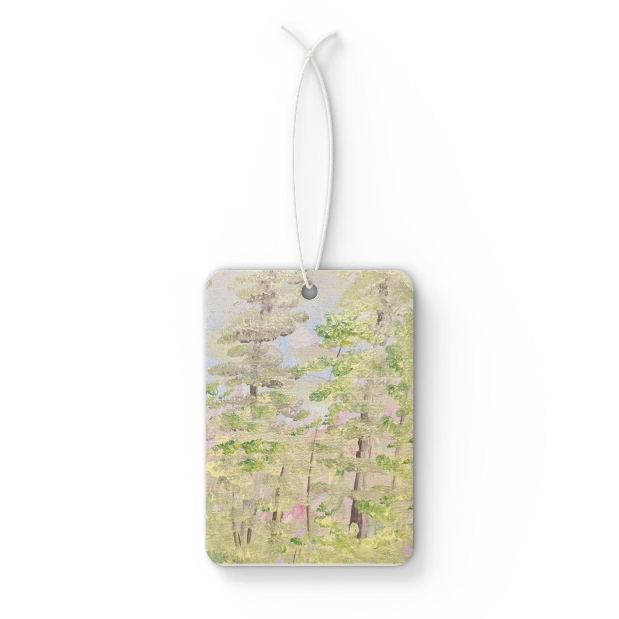 Woodland Watercolor Trees Air Freshener | Forest Scenic Car Scent Tag