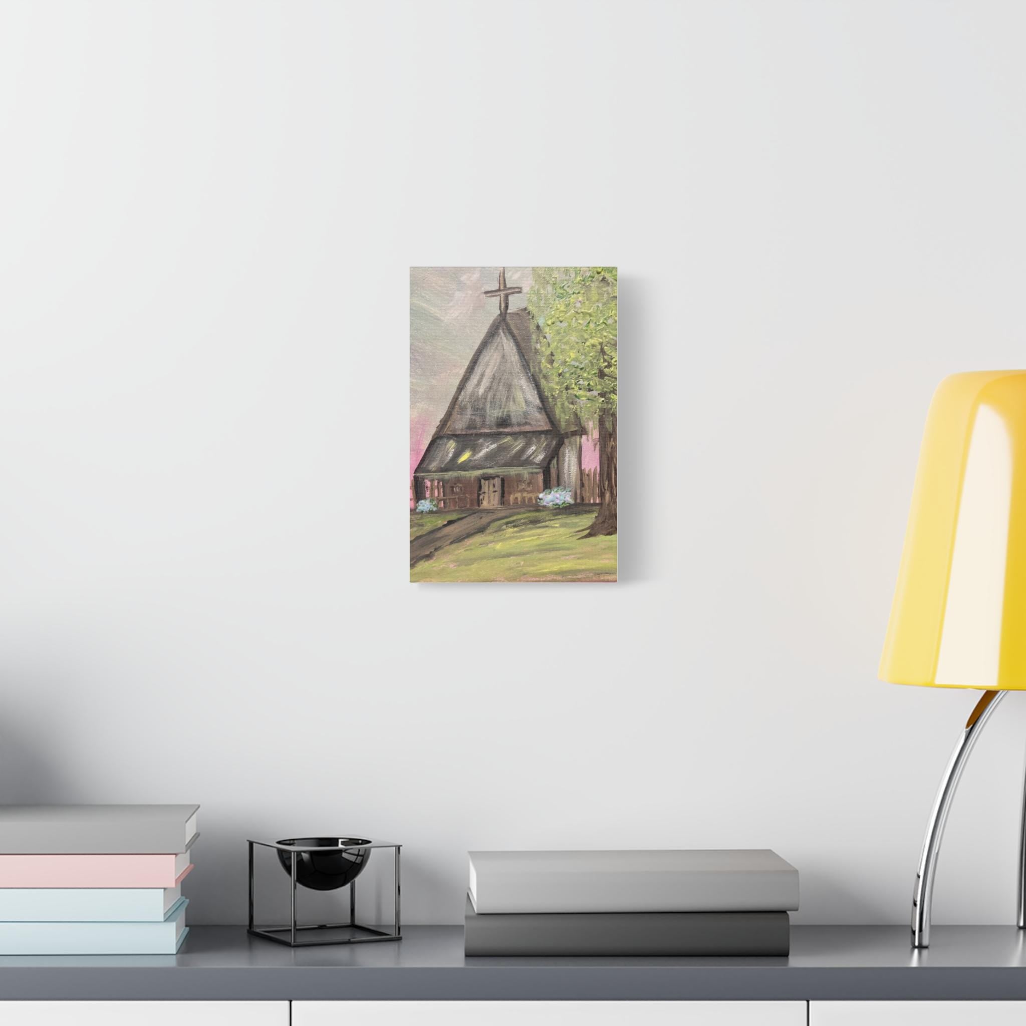 Rustic Church Painting Canvas | Religious Wall Art, Country Chapel Décor