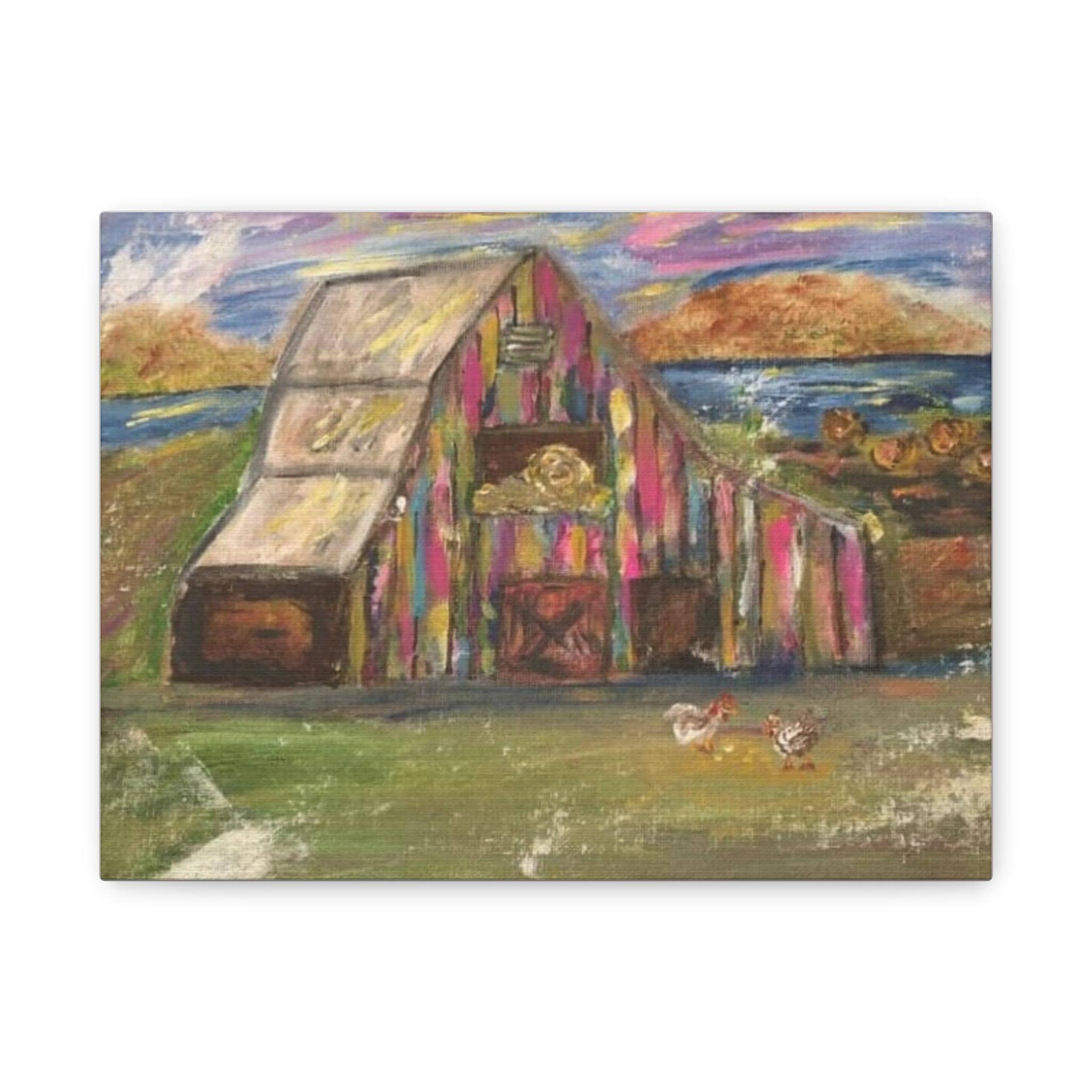 Colorful Barn Landscape Matte Canvas